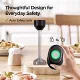 Cordless Hand Blender, 12V Rechargeable Immersion Blender with Brushless Motor, 60+ Bowls per Charge, 2-Blade, Auto Lock, Whisk & Frother for Soup, Smoothies, Baby Food
