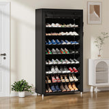 Laiensia 9-Tier Vertical Shoe Rack Organizer, Space Saving Shoe Storage Organizer, Non-Woven Cover Shoe Shelf Holds 36-45 Pairs for Bedroom, Hallway, Closet Entryway, Black