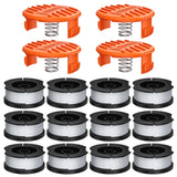 Replacement Spool for Black+Decker 12 Pack Trimmer String 0.065" AF-100 Autofeed Replacement Spools(12 Spool+4 Caps)