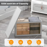 UAMFURI Extra Large Stackable Storage Bins with Lids & Wheels & Door, 208QT-52QT/13GAL*4Pack Foldable Collapsible Closet Organizers, Plastic containers drawers for bedroom Dorm
