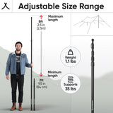 Green Elephant Camping Tarp Poles - Adjustable Aluminum Telescoping Tent Poles for Tarps, Canopy & Awning - Heavy Duty Collapsible Pole Set of 2 - Extends 8ft 2.8 in, Shrinks to 2ft 9.5 in.