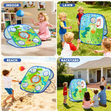 6-in-1 Dinosaur Bean Bag Toss Game - Outdoor Toys for Toddler 1-3, ABC Alphabet & Math Learning Active Play Toy - Indoor Backyard Party Game Beach Games