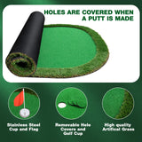 Golf Putting Green,5x10ft Thickening Professional Large Golf Putting Mat with Realistic Turf and Metal Putter Wekin