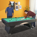Billiards Table，7 FT Pool Table with Premium Accessories, Durable Matte-Black Finish, and Heavy Duty Legs for Modern Adult Rrec Room Family Game Room (Black+Green)