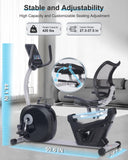 Kawnina Recumbent Exercise Bike, Recumbent Bike for Home with Smart Workout APP - Recumbent Bikes with Ergonomic Backrest and Comfort Seat, 420LBS Weight Capacity, Larger Backlit Display