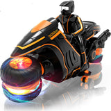 iappadore Remote Control Motorcycle with RGB Lights & Exclusive Side Glide | Ready-to-Play with 2 Batteries | 2.4GHz RC Stunt Bike Gift for Kids 5-12