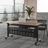 Folding Mobile Conference Room Table 8 Pack, Modern Flip Top Training Desk with Four Locking Wheels, for Meeting Room Office Classroom 47.2”x21.65”x29.5”