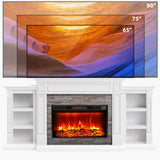 LGHM 80" Electric Fireplace with Mantel, Fireplace TV Stand for TVs Up to 90 Inch, Modern Entertainment Center with Storage, 30'' Fireplace Heater Insert with 3D Flame Effect for Living Room