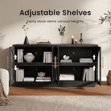 Hotmeily 30.7" Tall Arched Glass Entertainment Center,Grey Black Oak
