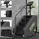 Fitvids Stair Stepper Machine, Commercial Grade Stair Climber with 15 Resistance Levels, Continuous Stair Stepping Machine for Cardio and Lower Body Workouts, LED Screen, Exercise Machine for Home Gym