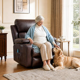 FLEXISPOT XL31-XL Oversized Power Lift Recliner for Elderly, 400 Lbs Heavy Duty Lay Flat Lift Chair with Extra Wide 27" Seat, Massage & Heat, Dual Motor Electric Recliner for Living Room, Dark-Brown