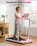 Foldable Treadmill with Incline, Compact Walking Pad Treadmill with Safety Handle Bar, 3.0HP Quiet Under Desk Treadmills for Home/Office