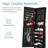 Best Choice Products Freestanding Jewelry Armoire Cabinet, Full Length Standing Mirror, Lockable Makeup Storage Organizer, w/Velvet Lining, 3 Angles, Lock, Accessory Pouch, 5 Shelves - Black