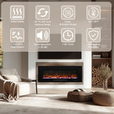 84 inches Electric Fireplace, Recessed & Wall Mounted Fireplace Heater 13 * 13 Colors Flame &Fuel Bed w/5 Dimmer, Touchscreen &Remote Control Temp, Overheating Protect, Hardwired, 1500W, Black