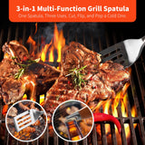 5in1 Heavy-Duty Rose Wooden BBQ Grilling Tools Set and BBQ Blanket for Resting Meat, Extra Thick SS Multi-Function Spatula, Fork, Brush & Tongs, Reusable Smoker Meat Insulated Bag, Ideal Gifts for Men