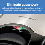 Non-Stick Belgian Waffle Maker with Indicator Lights, Makes 4 4" x 5" Mini Waffles, Hashbrowns Hamilton Beach
