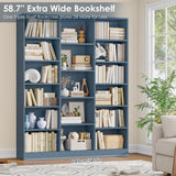 Triple Wide Bookshelf, 6 Tier Large Bookshelf, Bookcase with 17 Open Display Shelves