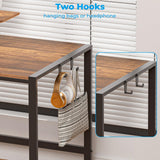 Computer Desk 58 inch with Monitor Stand, Reversible Home Office Desk with Printer Shelf |  Brown GreenForest