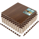 Sorbus 80 Sq. Ft. Wood Grain Floor Tiles Foam Mat EVA Interlocking Mats Tile 3/8-Inch Thick Flooring Wood Puzzle Exercise Mats w/Borders - Home Playroom Basement, Apartment, Trade Show, Baby, Dance