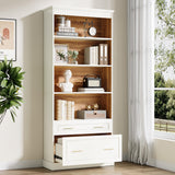 5-Shelf Bookcase with File Cabinet Drawer, 72" Tall Bookshelf