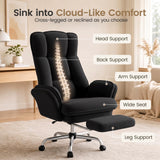 Daluvenix Cross Legged Office Chair with Flip Armrests，Big and Tall Executive Office Chair, 135° Reclining Criss Cross Chair with Footrest, Sink-in Cloud Cushion, Black Velvet