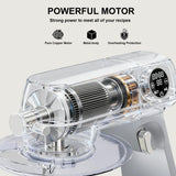8.45 QT All Metal Stand Mixer,10 Speed Large Capacity Kitchen Mixer with Digital Timer & Tilt-Head, Electric Mixer with Whisk Dough Hook Mixing Beater (Silver)