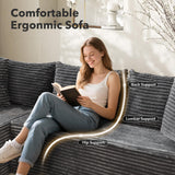 106” Modular Sectional Sofa, Cloud Sectional Couch with Deep Seat, Modern Modular L-Shape Sofa Couch with Chaise,Upholstered Couches for Living Room Bedroom（Grey）