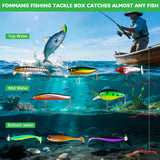 FONMANG Fishing lures-2026 New Fishing Lure kit for Bass Trout,Tackle Box with Tackle Included, Fishing Plugs,Swimbait, Minnows, Soft Baits, Hooks & Weights Accessories (H1-279pcs All-in-One)