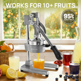 ARINOO Kitchen Cast Iron Citrus Juicer,Manual Hand Press Orange Juicer,Heavy Duty Countertop Squeezer for Lemon,Orange, Easy to Use & Clean（Grey)