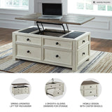 Signature Design by Ashley Bolanburg Lift-Top Coffee Table with Storage Two-Tone Rustic Farmhouse Cocktail Table – Brown/White