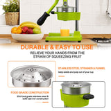 Gowintech Commercial Heavy Duty Cast Iron Hand Press Manual Orange Citrus Lemon Lime Grapefruit Pomegranate Fruit Juice Squeezer Machine with Stainless Steel Cup Green