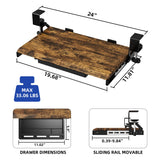 ETHU Small Keyboard Tray Under Desk with Metal Rail, 19.7x11.8", Walnut