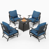 MIXPATIO 5-Piece Metal Patio Conversation Set, 28-Inch Fire Pit Table