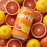 PERFY Healthy Soda for Brain & Mood – Nootropics w/L-Theanine & Turmeric + Real Fruit Juice – Caffeine-Free, Low Cal, Low Sugar, Keto, Gluten-Free (12-pack, Blood Orange Yuzu)