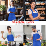 Utopia Kitchen 10 Pack Bib Apron, Unisex Adjustable Aprons with 2 Pockets, Waterdrop Resistant Cooking Kitchen Chef Apron for Men Women