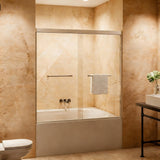 AMAPO Shower Door Double Sliding 60in.W x 60in.H Semi-Frameless Shower Doors,1/4 inch Clear Tempered Glass Door for Walk-in Shower, Brushed Nickel