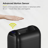 EKO Astro Slim Sensor Trash Can, 10L / 2.6 Gallon Touchless Garbage Bin with Soft-Close Retractable Wing Lid, Motion Sensor Stainless Steel Trash Can for Bathroom and Office, Waterproof, Black