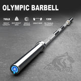 LIONSCOOL 7ft Olympic Barbell (Silver Chrome, 700LBS, Center Knurl)