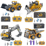 BLQCSLH Excavator Set，rc Dump Truck Command The Site Conquer The Dir，2.4Ghz Remote Control Construction Vehicle Set Children's Toys，Alloy Material Simulate True Scale (4-piece Set)