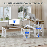 L-Shaped Executive Electric Standing Desk, 55"x48" Wood Farmhouse Home Office