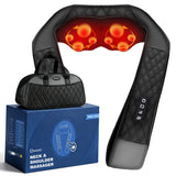 Neck Massager with Heat, Shiatsu Neck and Back Massager, 4D Deep Tissue Kneading for Neck,Back,Shoulder, Body Muscle Pain Relief, Leather Handbag for Storage, Gift for Men Women Mom Dad, Plug-in Use