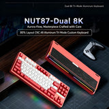 ZMX NUT87 Aluminum Custom Mechanical Keyboard,Hot-Swap Gasket Structure,Triple Mode 2.4G/Bt5.0/Wired,TKL 80% RGB Backlit 10000mAh Mechanical Keyboard for Game&Office,Red-Feathers