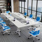 Conference Room Tables with Wheels Foldable Large Rectangle Meeting Seminar Table for 6-12 People