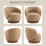 KISLOT Swivel Barrel Accent Chair, Boucle Fabric, Sand, 2-Pack