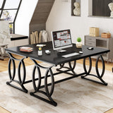 HSH Home Office Computer Desk, Black Modern Wood Metal Writing Desk 47 Inch
