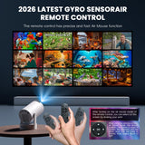 [Built-in Apps & 2026 Upgraded] Mini Projector with WiFi 6 and Bluetooth 5.4 Support 4K 1080P Auto Keystone 180° Rotatable Projector Portable Compatibile with HDMI/TV Stick/Memory Stick/Laptop, White
