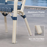 PURPLE LEAF French Bistro Patio Armchairs Set of 2, White Finish, Deep Blue
