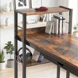 SHW 46-Inch Home Office Computer Desk w/Side Shelf & Drawer, Rustic Brown
