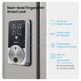 Lockly Secure Pro Smart Door Lock,Fingerprint Keyless Entry Door Lock,Apple Home Key Compatible,Auto Lock, App Remote Control,IP65 Waterproof,Easy Installation