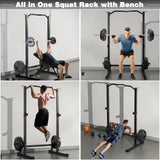 DONOW Olympic Weight Bench with Squat Rack Adjustable Workout Bench with Rack for Bench Press Sthrength Training (Red)